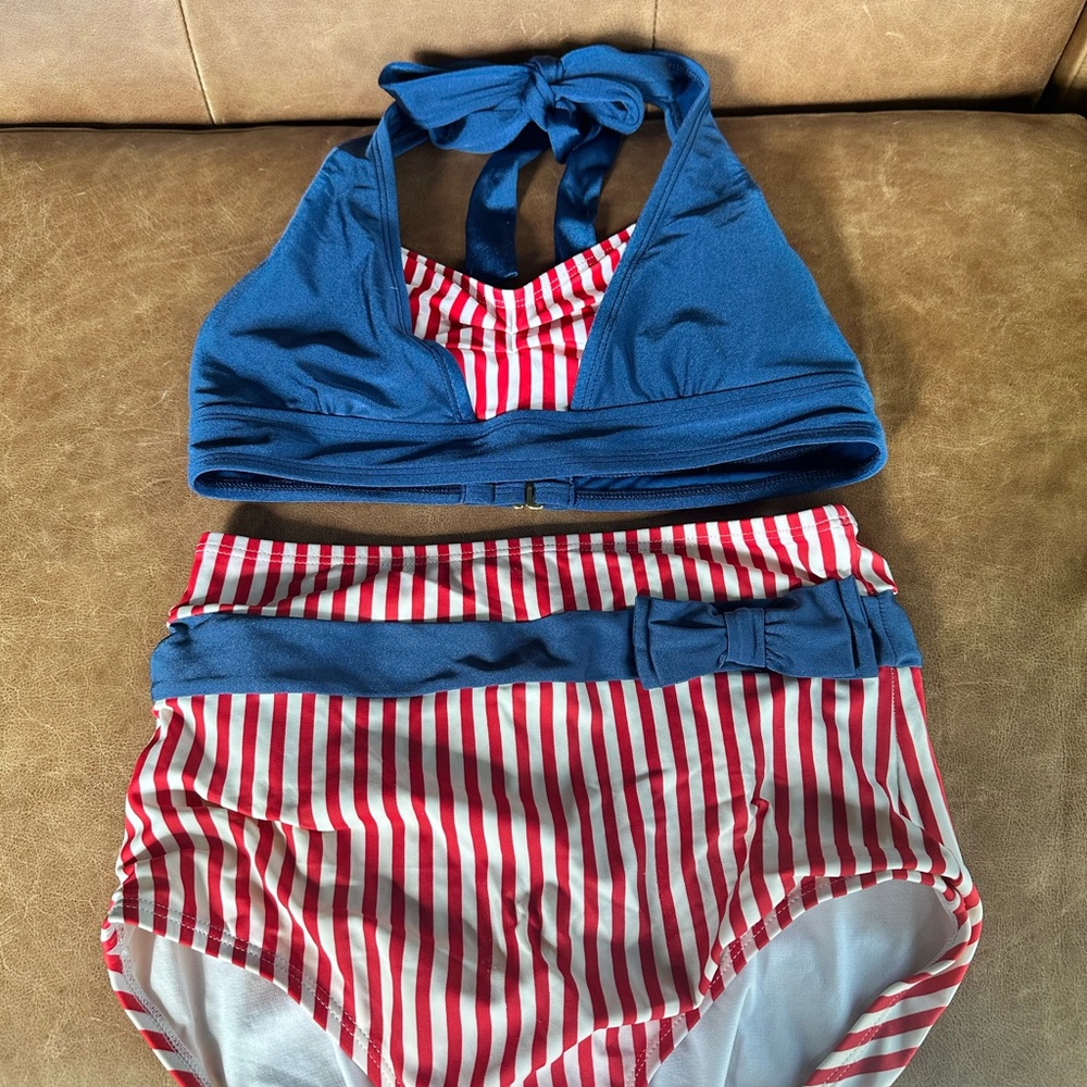 Fables by Barrie Striped Red and Blue Bikini Set